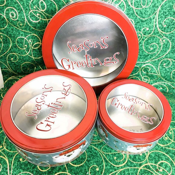 COOKIE Cake Candy Christmas Metal Set of 3 Storage Tins  Canisters NWT - Picture 3 of 7